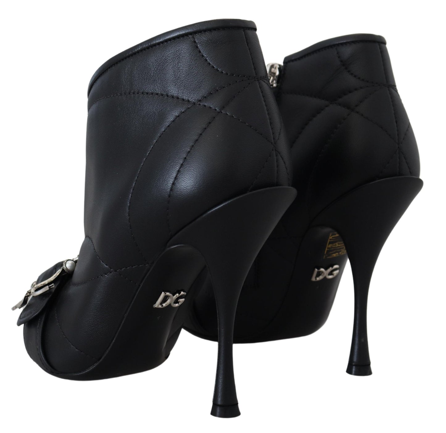 Dolce & Gabbana Black Devotion Quilted Buckled Ankle Boots Shoes Dolce & Gabbana