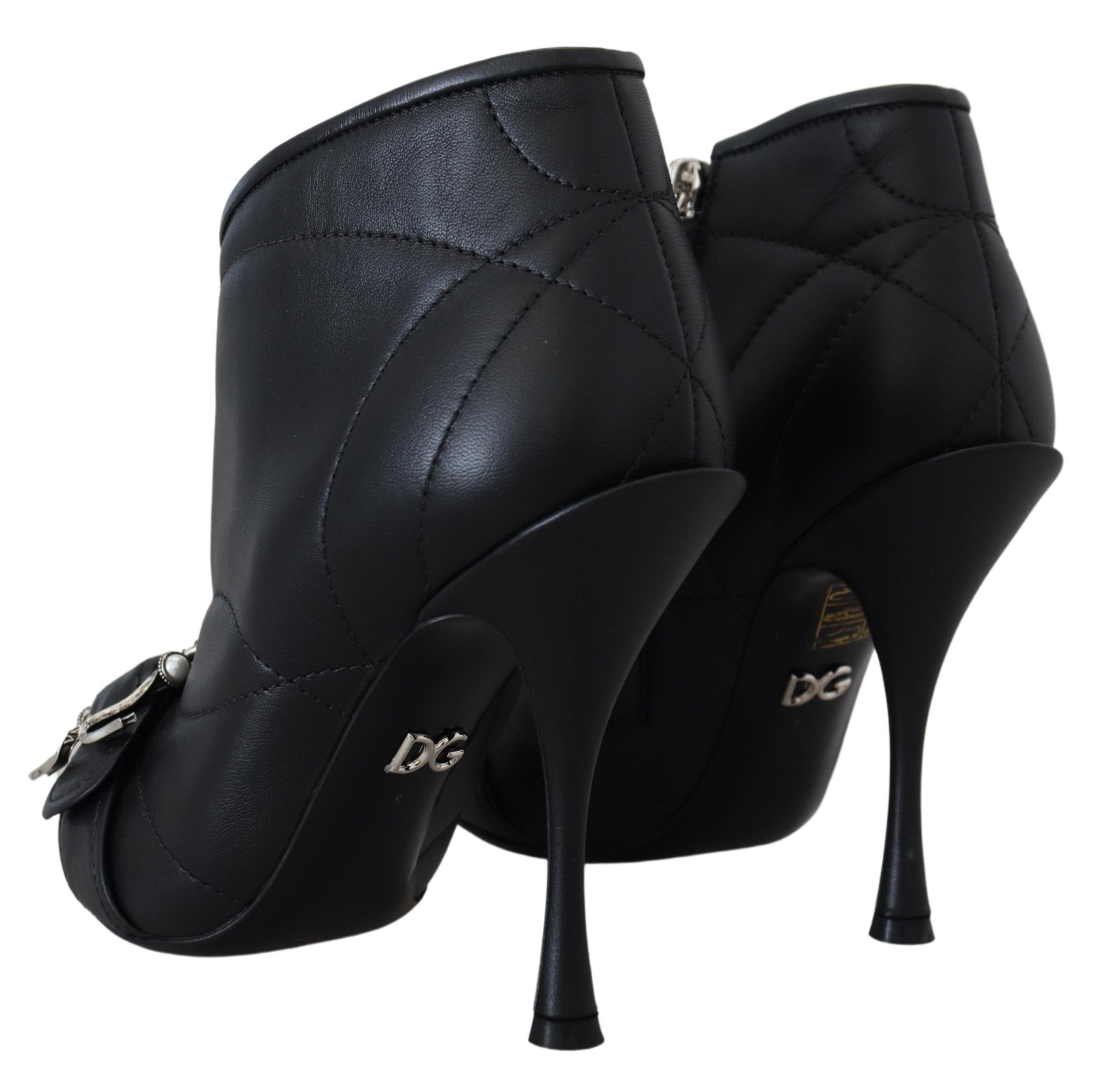 Dolce & Gabbana Black Devotion Quilted Buckled Ankle Boots Shoes Dolce & Gabbana