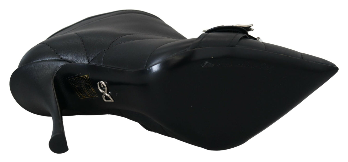 Dolce & Gabbana Black Devotion Quilted Buckled Ankle Boots Shoes Dolce & Gabbana