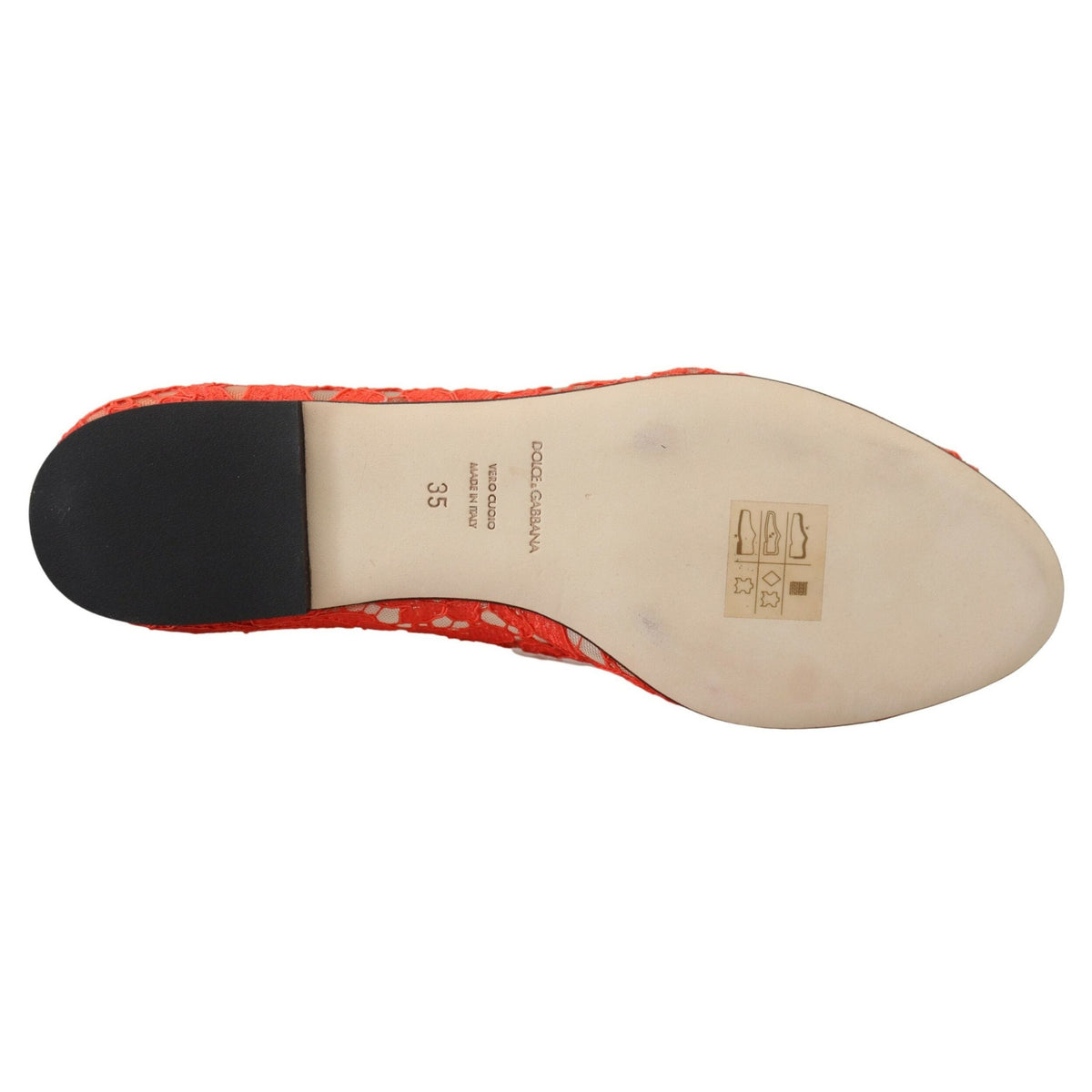 Dolce & Gabbana Red Taormina Lace Crystals Ballet Flats Shoes