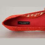 Dolce & Gabbana Red Taormina Lace Crystals Ballet Flats Shoes