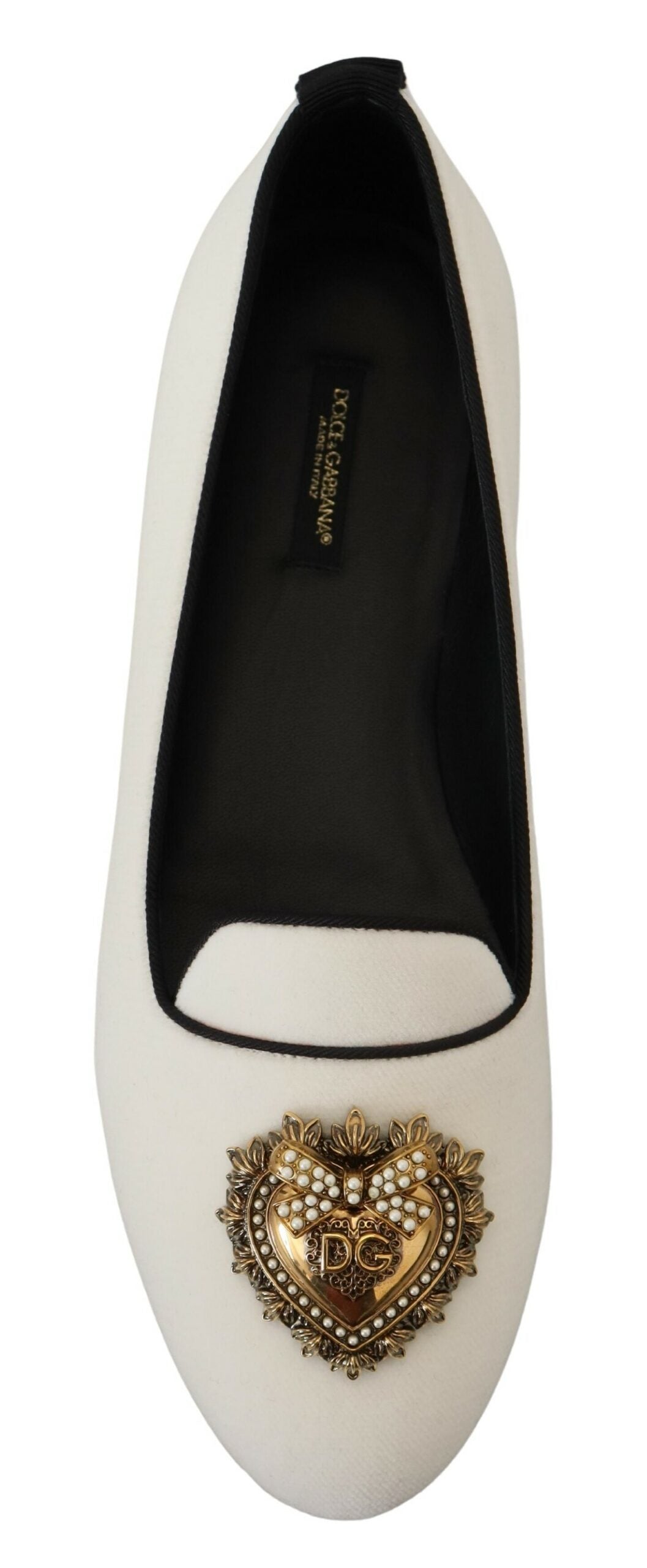 Dolce & Gabbana White Velvet Slip Ons Loafers Flats Shoes Dolce & Gabbana