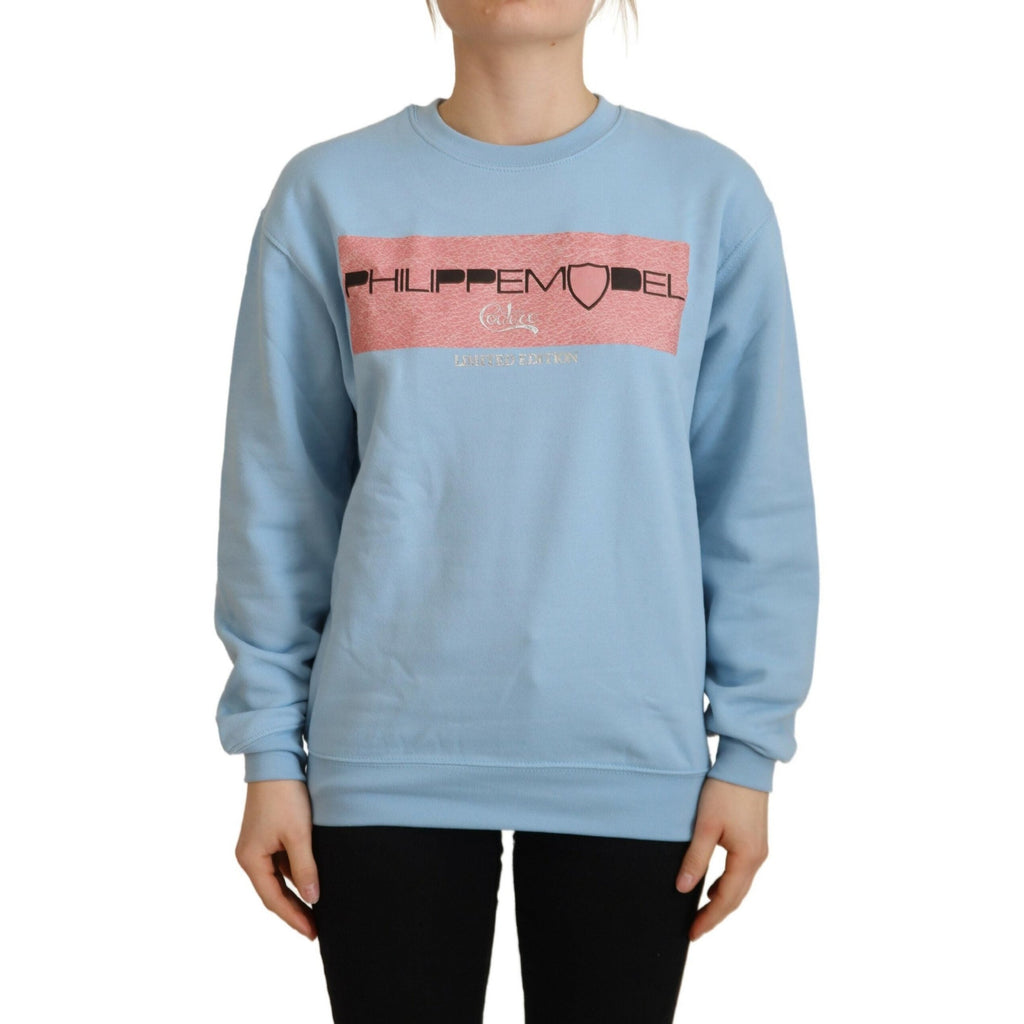 Philippe Model Light Blue Logo Printed Long Sleeves Sweater
