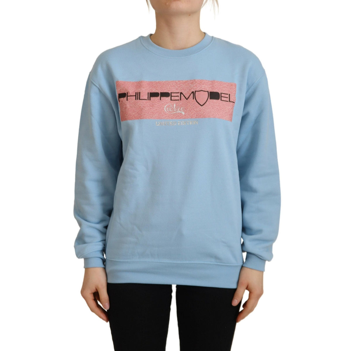 Philippe Model Light Blue Logo Printed Long Sleeves Sweater