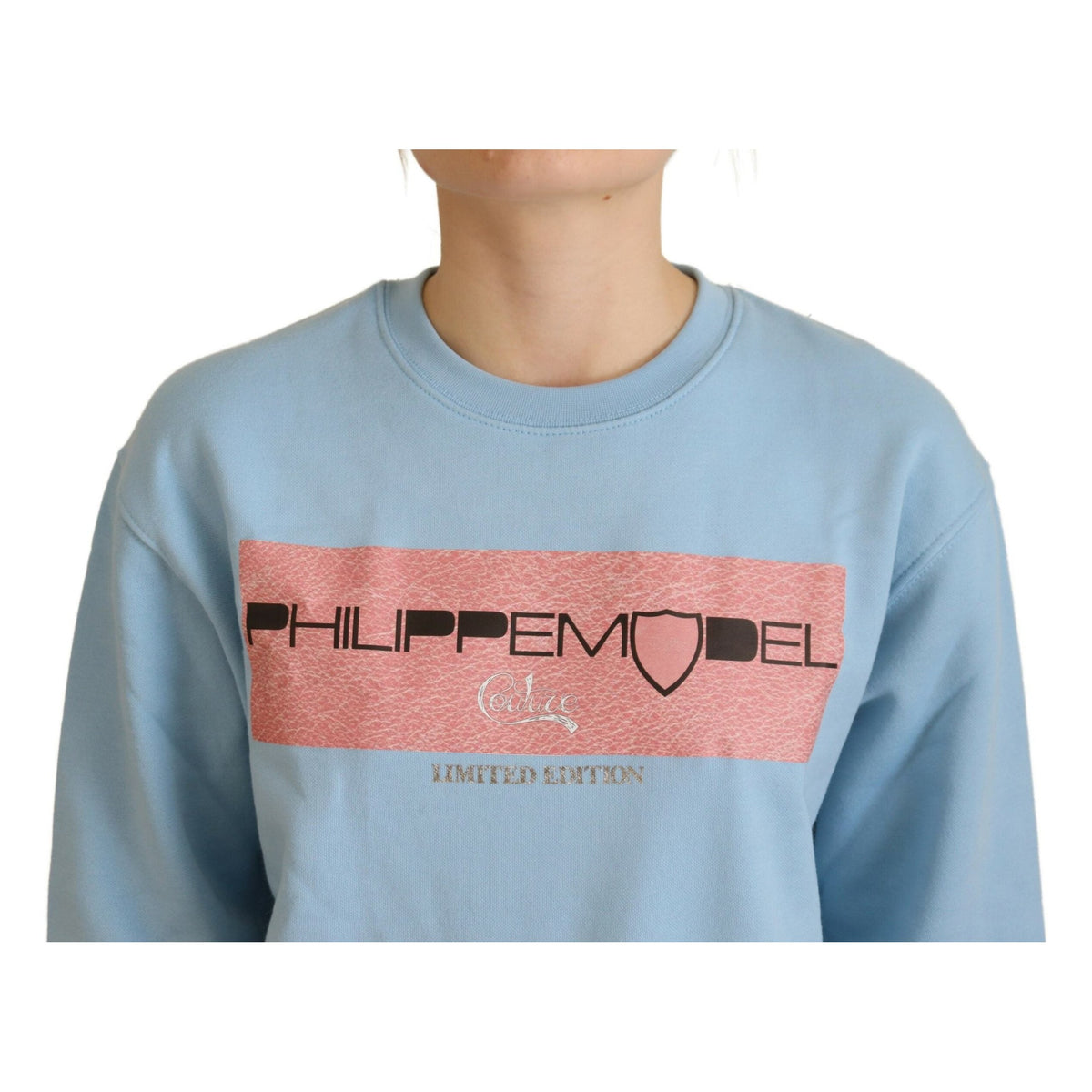 Philippe Model Light Blue Logo Printed Long Sleeves Sweater