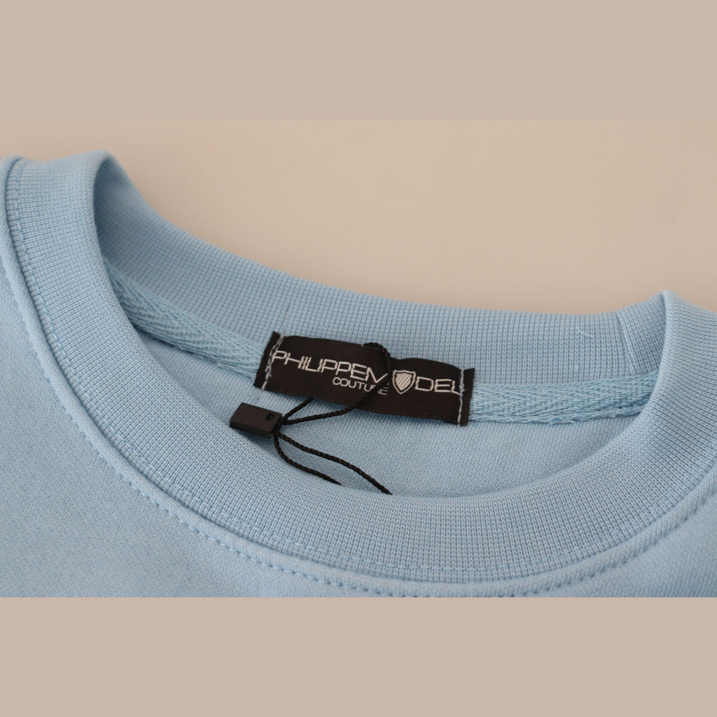 Philippe Model Light Blue Logo Printed Long Sleeves Sweater