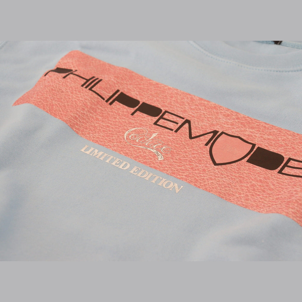 Philippe Model Light Blue Logo Printed Long Sleeves Sweater