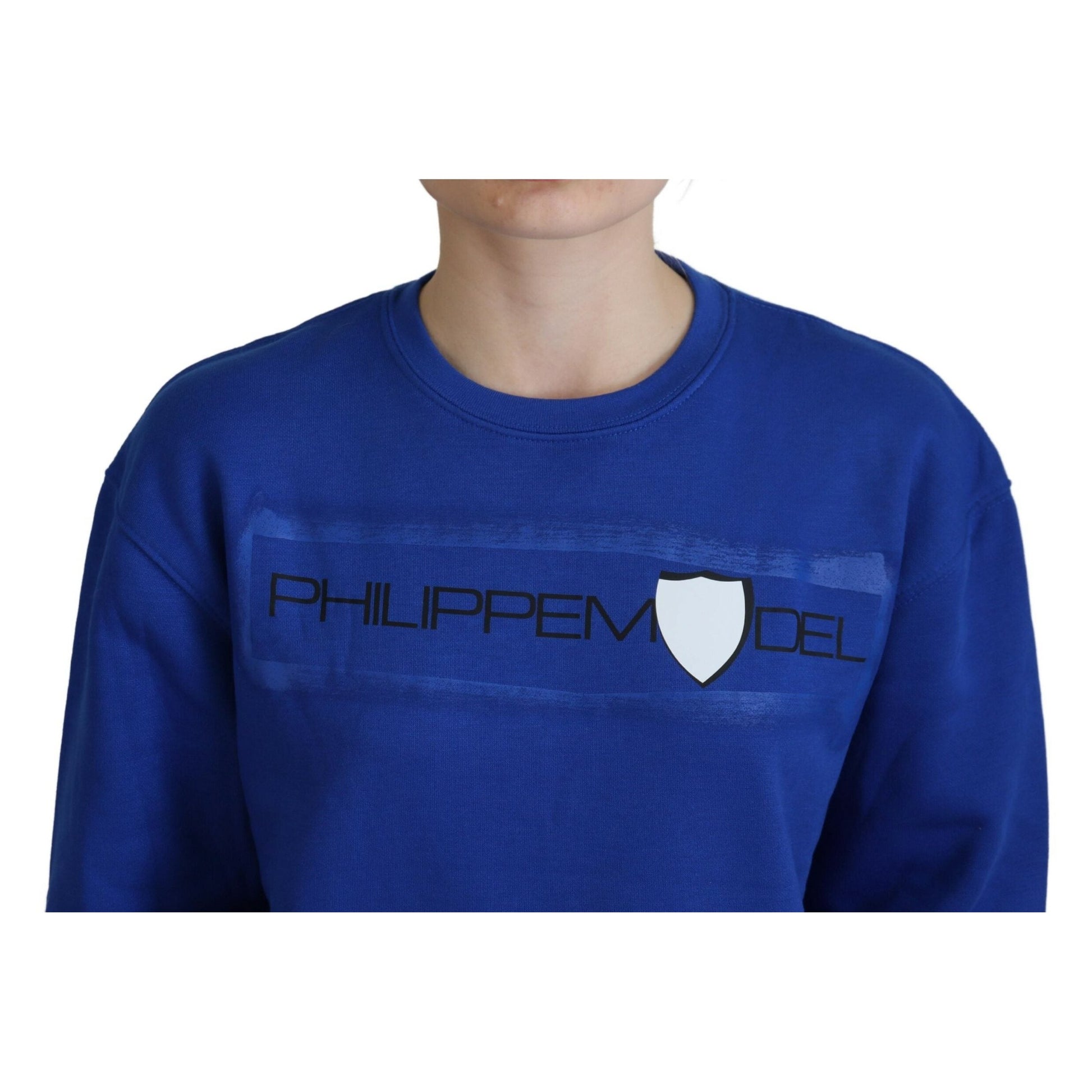 Philippe Model Blue Printed Long Sleeves Pullover Sweater