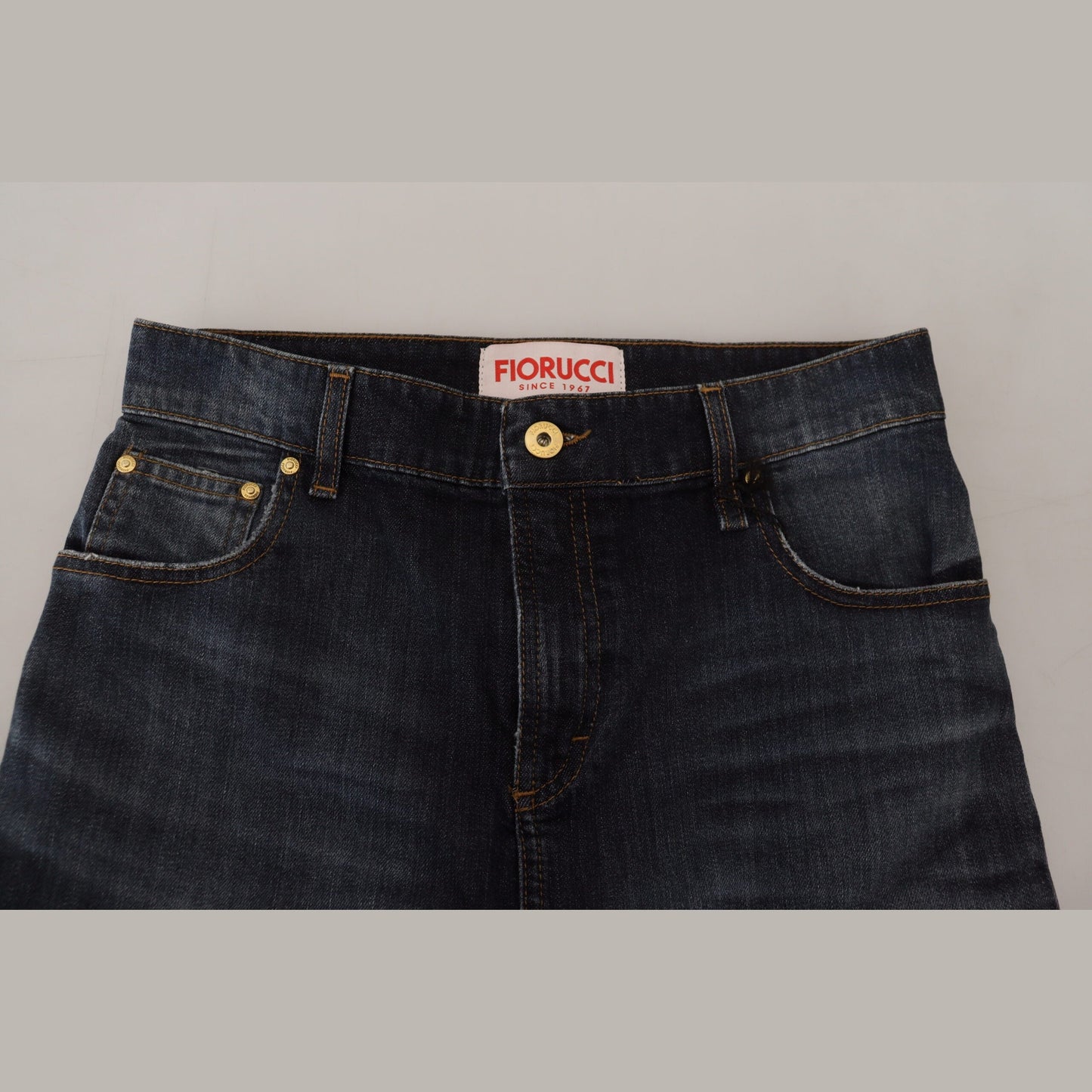 Fiorucci Dark Blue Washed Mid Waist Pencil Cut Denim Skirt