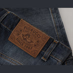 Fiorucci Dark Blue Washed Mid Waist Pencil Cut Denim Skirt