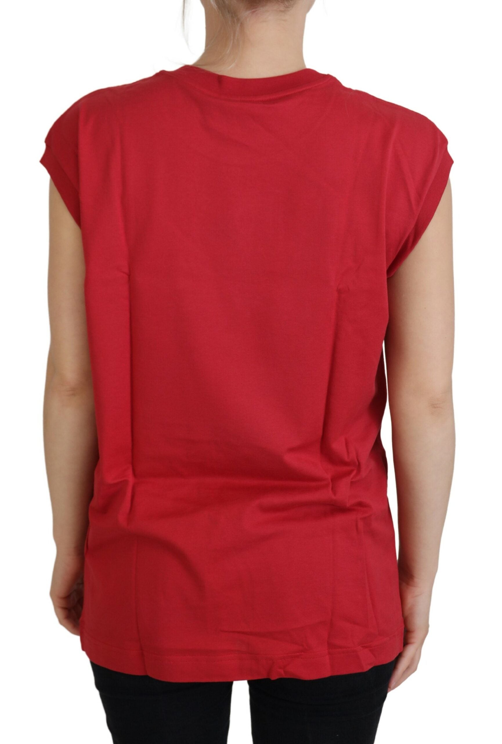 Dolce & Gabbana Red Cotton DG Logo Tank Top T-shirt Dolce & Gabbana