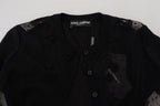 Dolce & Gabbana black floral lace button cardigan sweater with intricate lace pattern and classic button closure.