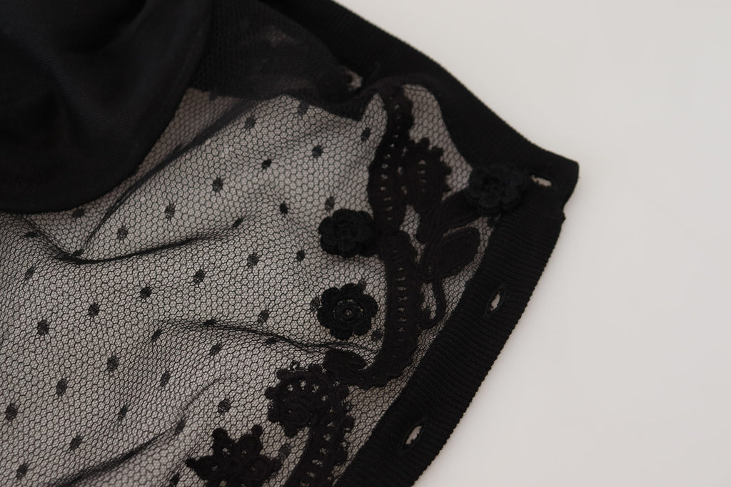 Dolce & Gabbana black floral lace button cardigan sweater featuring intricate lace details and a classic button-front design.