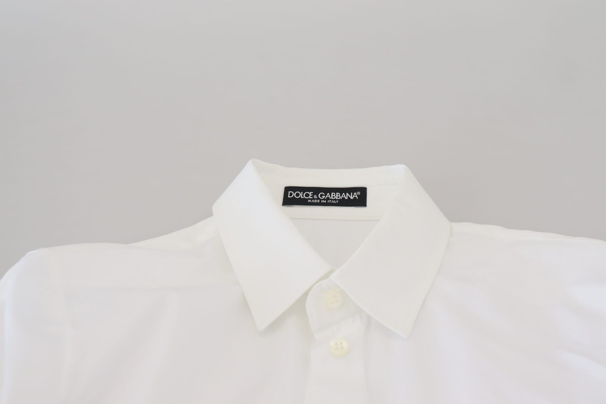 Dolce & Gabbana White Cotton Collared Long Sleeves Formal Top Dolce & Gabbana