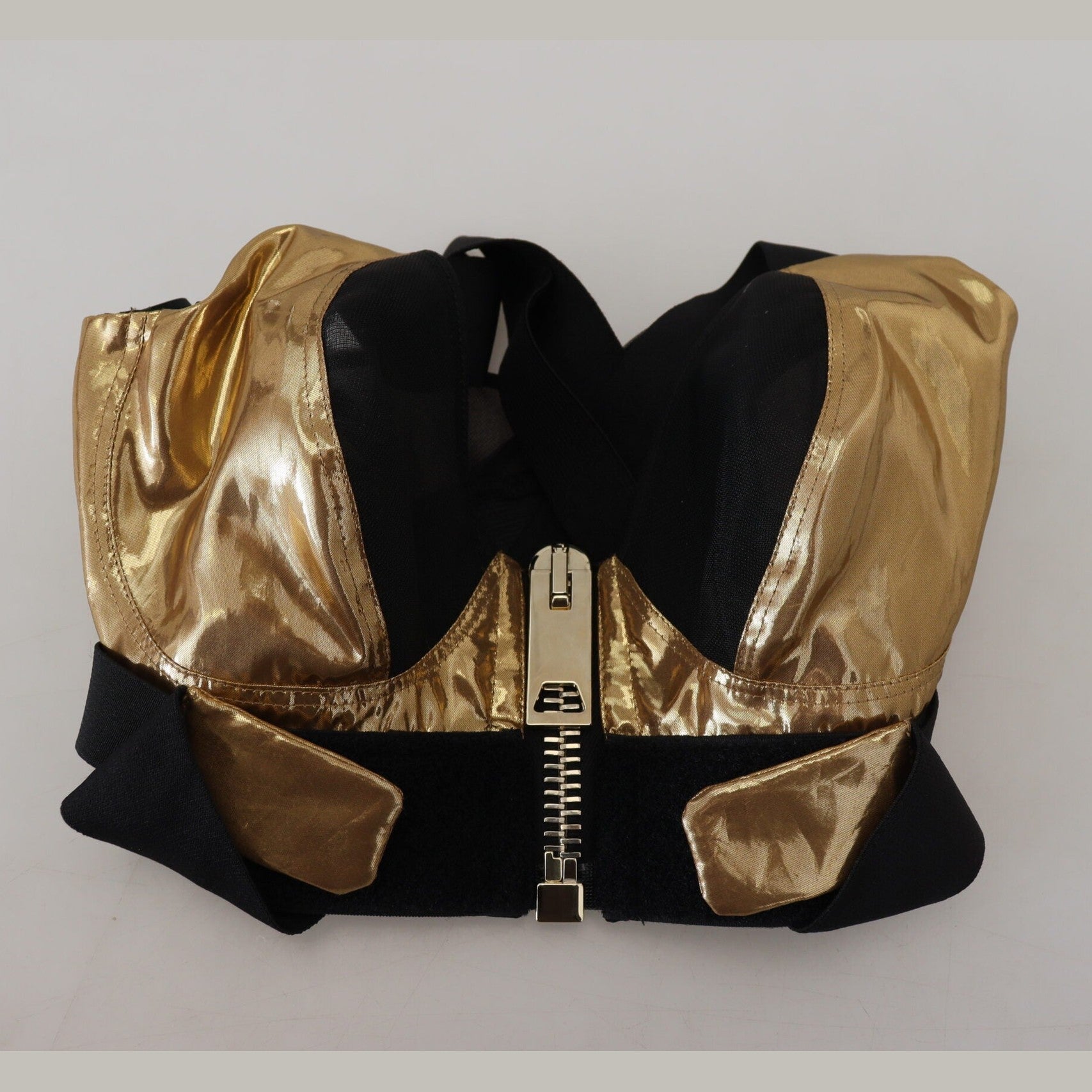 Dolce & Gabbana Black Gold Sleeveless Cropped Bustier Top Dolce & Gabbana