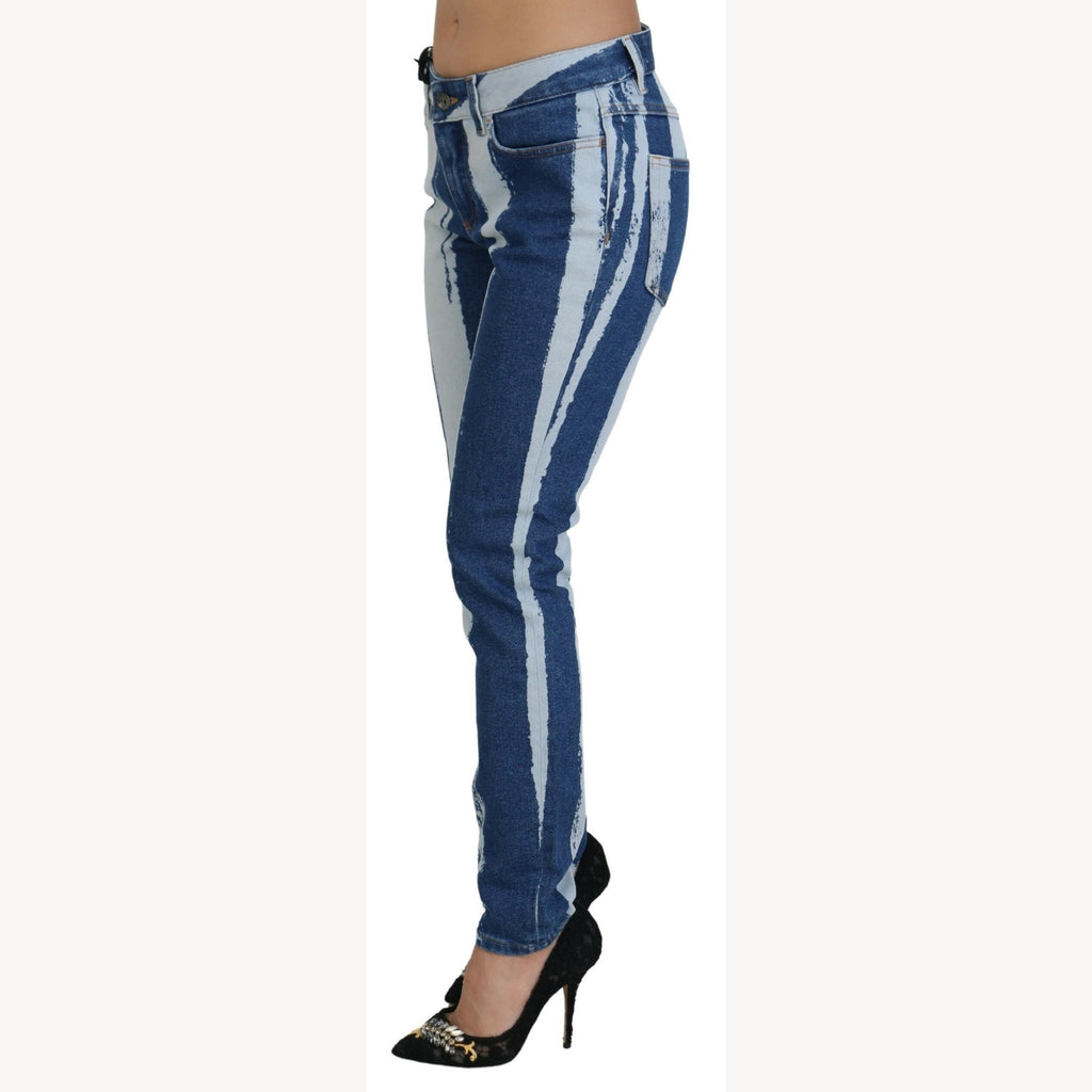 Dolce & Gabbana Cobalt Blue Stripes Skinny Denim Cotton Jeans