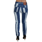 Dolce & Gabbana Cobalt Blue Stripes Skinny Denim Cotton Jeans