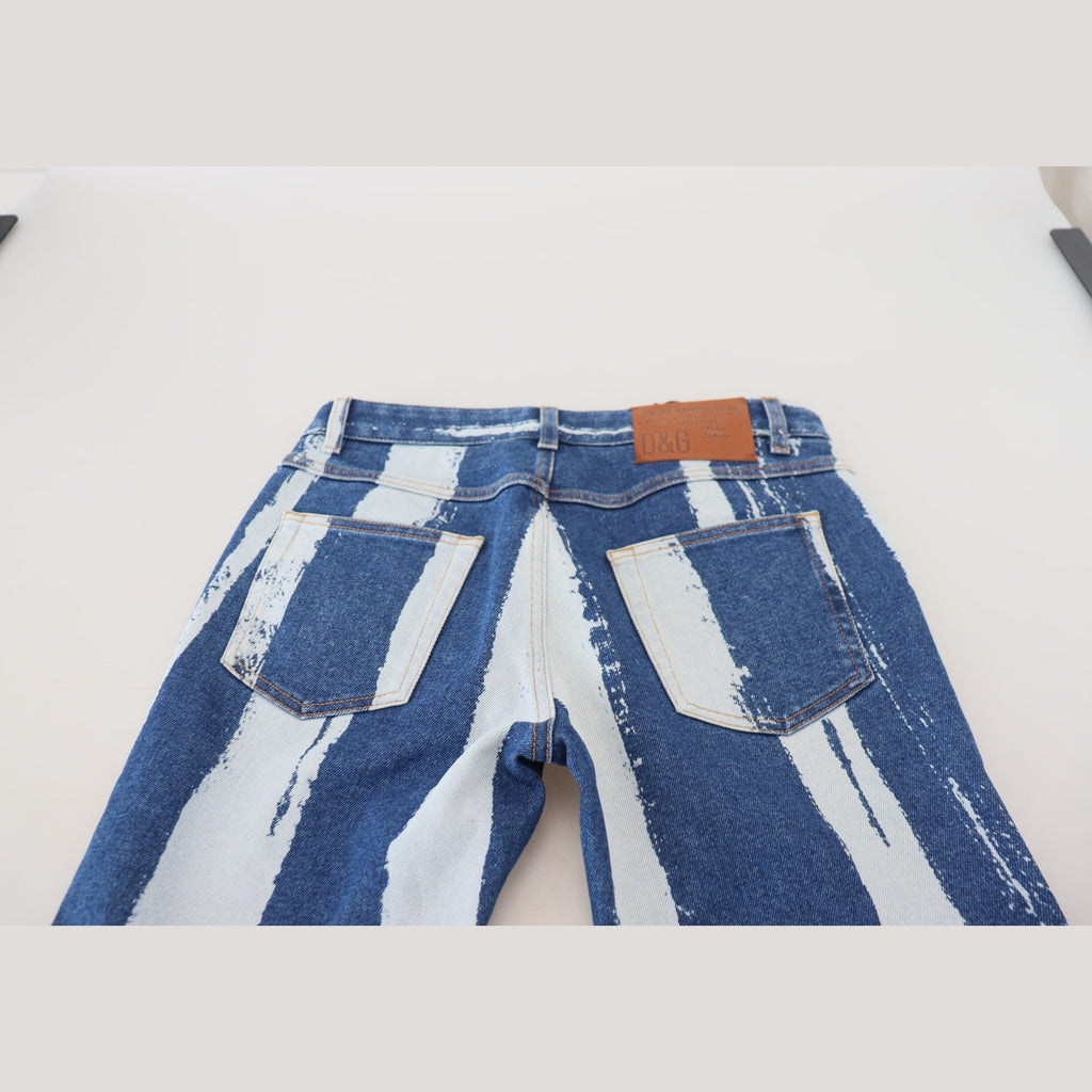 Dolce & Gabbana Cobalt Blue Stripes Skinny Denim Cotton Jeans