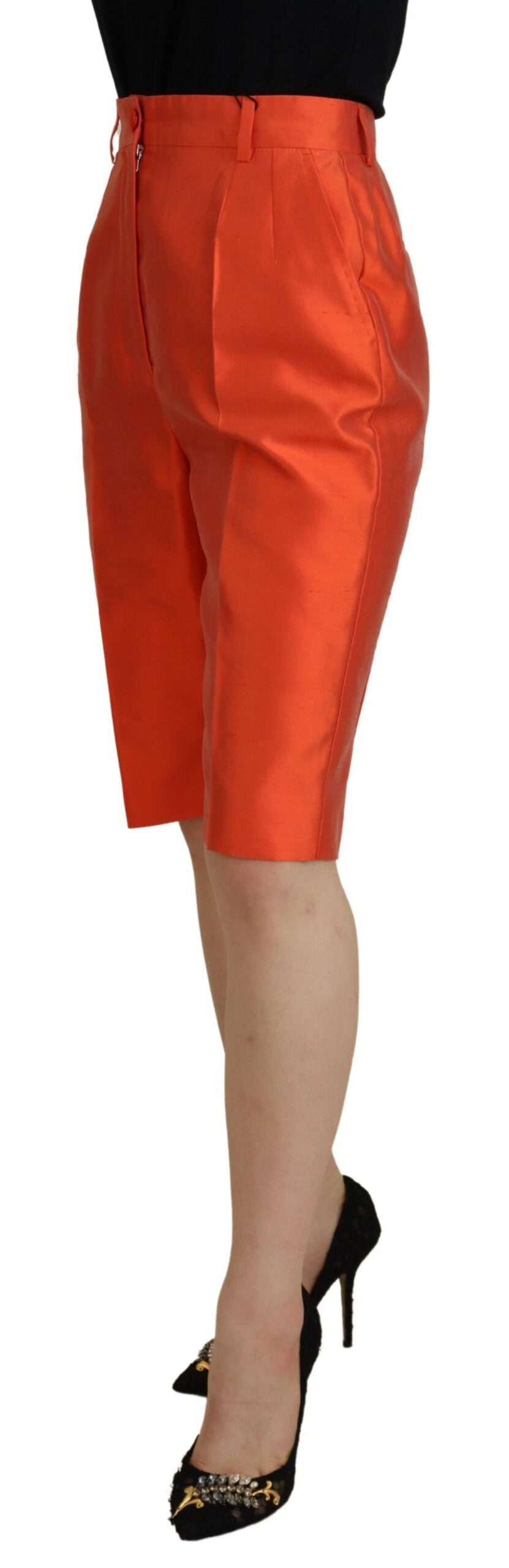 Dolce & Gabbana Orange Silk High Waist Cropped Pants Dolce & Gabbana