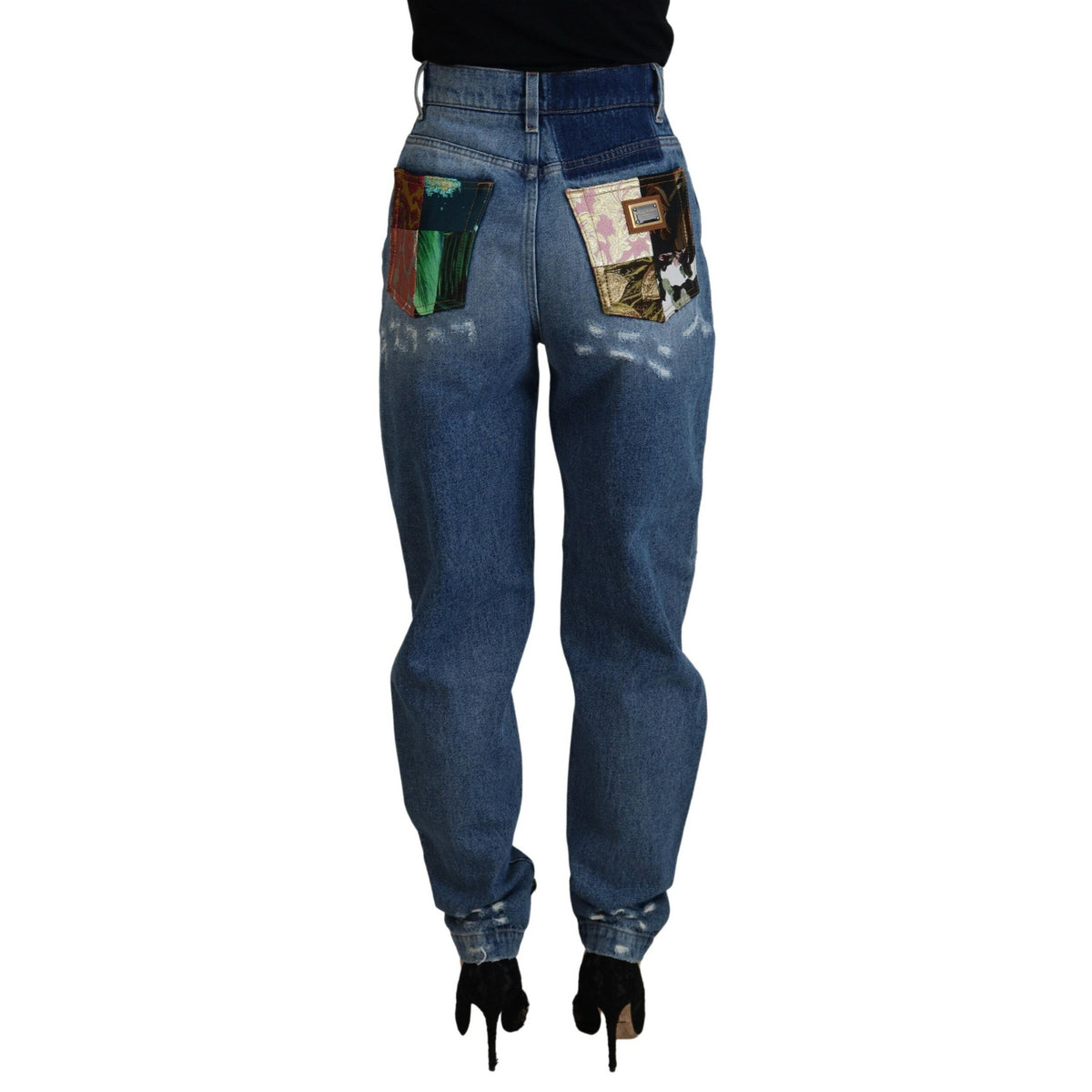 Dolce & Gabbana Blue Tattered Skinny Denim Cotton Jeans