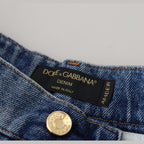 Dolce & Gabbana Blue Tattered Skinny Denim Cotton Jeans