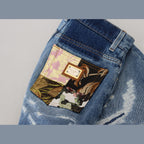 Dolce & Gabbana Blue Tattered Skinny Denim Cotton Jeans