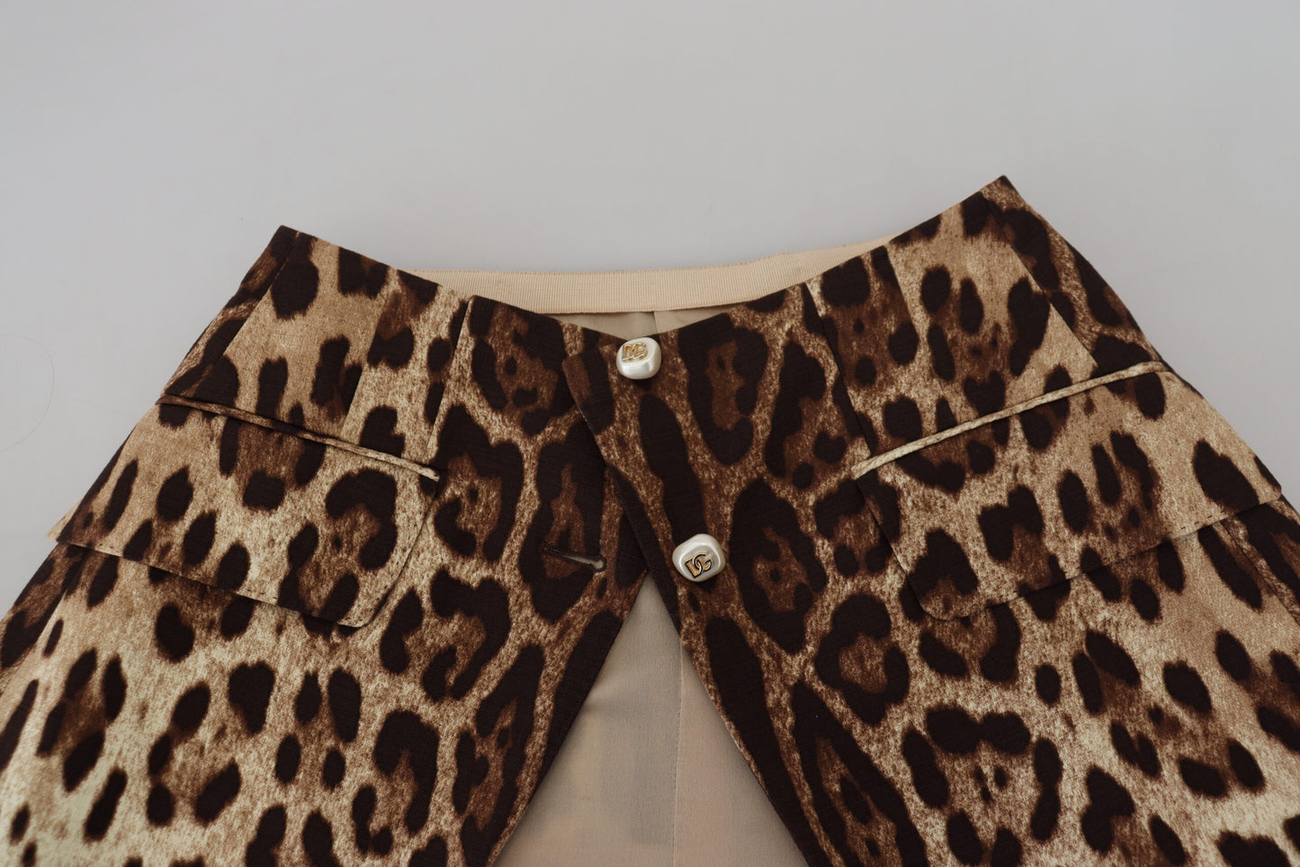 Dolce & Gabbana Brown Leopard Print Wool A-line Mini Skirt Dolce & Gabbana
