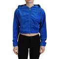 Juicy Couture Blue Cotton Full Zip Cropped Hooded Sweatshirt Sweater