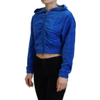 Juicy Couture Blue Cotton Full Zip Cropped Hooded Sweatshirt Sweater