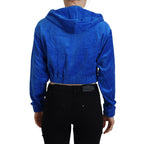 Juicy Couture Blue Cotton Full Zip Cropped Hooded Sweatshirt Sweater