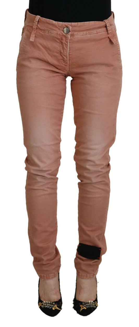 Acht Pink Mid Waist Slim Fit Women Casual Pants Acht
