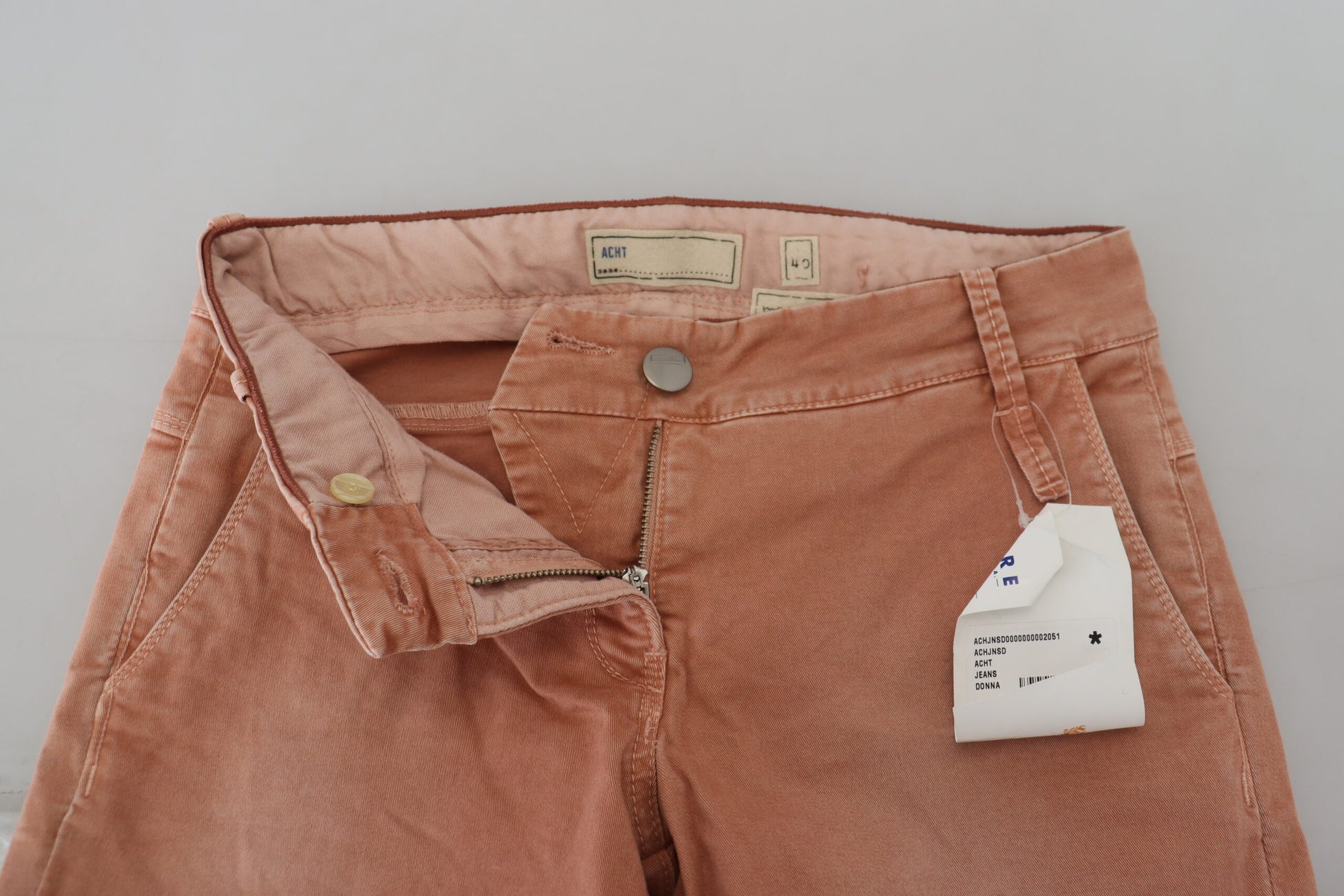 Acht Pink Mid Waist Slim Fit Women Casual Pants Acht