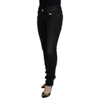Acht Black Cotton Low Waist Slim Fit Women Casual Denim Jeans