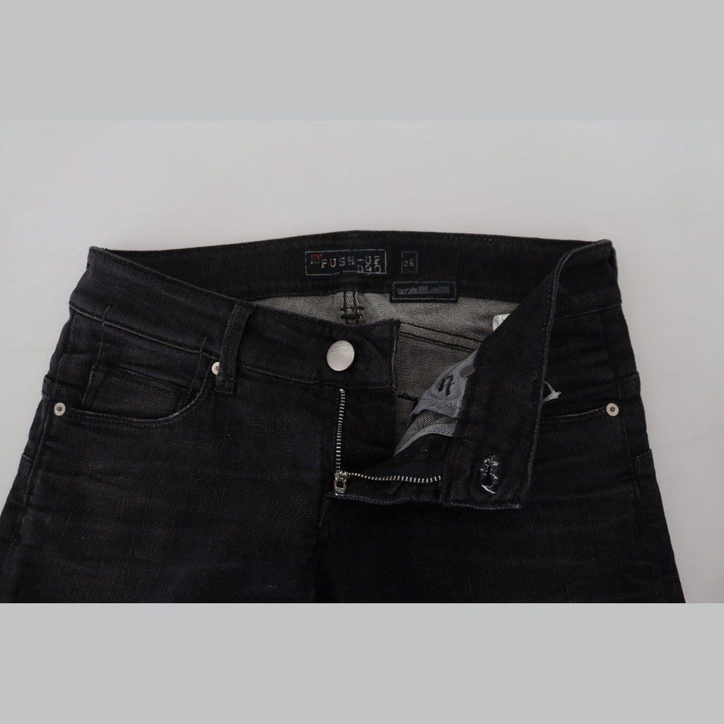 Acht Black Cotton Low Waist Slim Fit Women Casual Denim Jeans