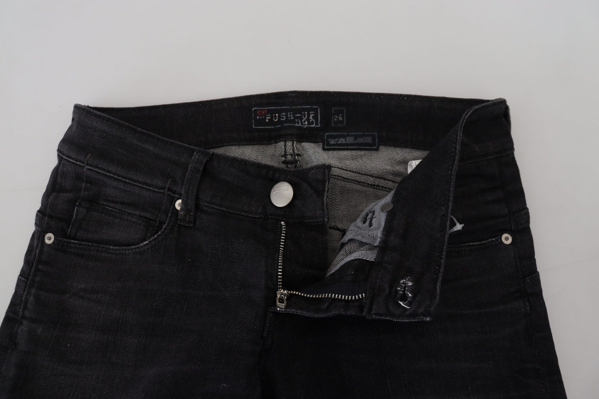 Acht Black Cotton Low Waist Slim Fit Women Casual Denim Jeans Acht