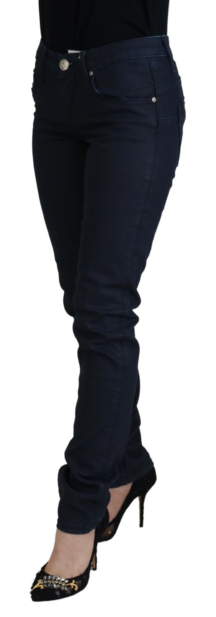 Acht Blue Cotton Low Waist Slim Fit Women Casual Denim Jeans Acht