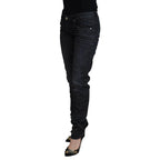 Acht Black Cotton Low Waist Slim Fit Women Casual Denim Jeans
