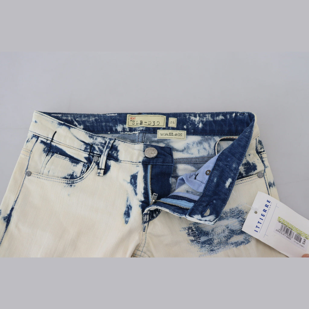 Acht White Blue Cotton Skinny Women Tattered Denim Jeans