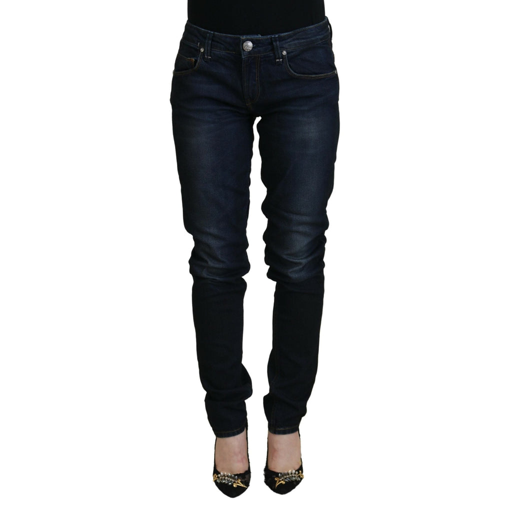 Acht Blue Cotton Skinny Low Waist Women Casual Denim Jeans