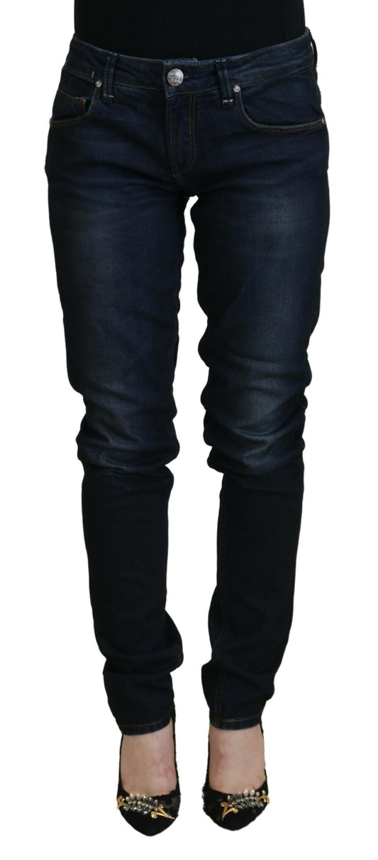 Acht Blue Cotton Skinny Low Waist Women Casual Denim Jeans Acht
