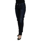 Acht Blue Cotton Skinny Low Waist Women Casual Denim Jeans