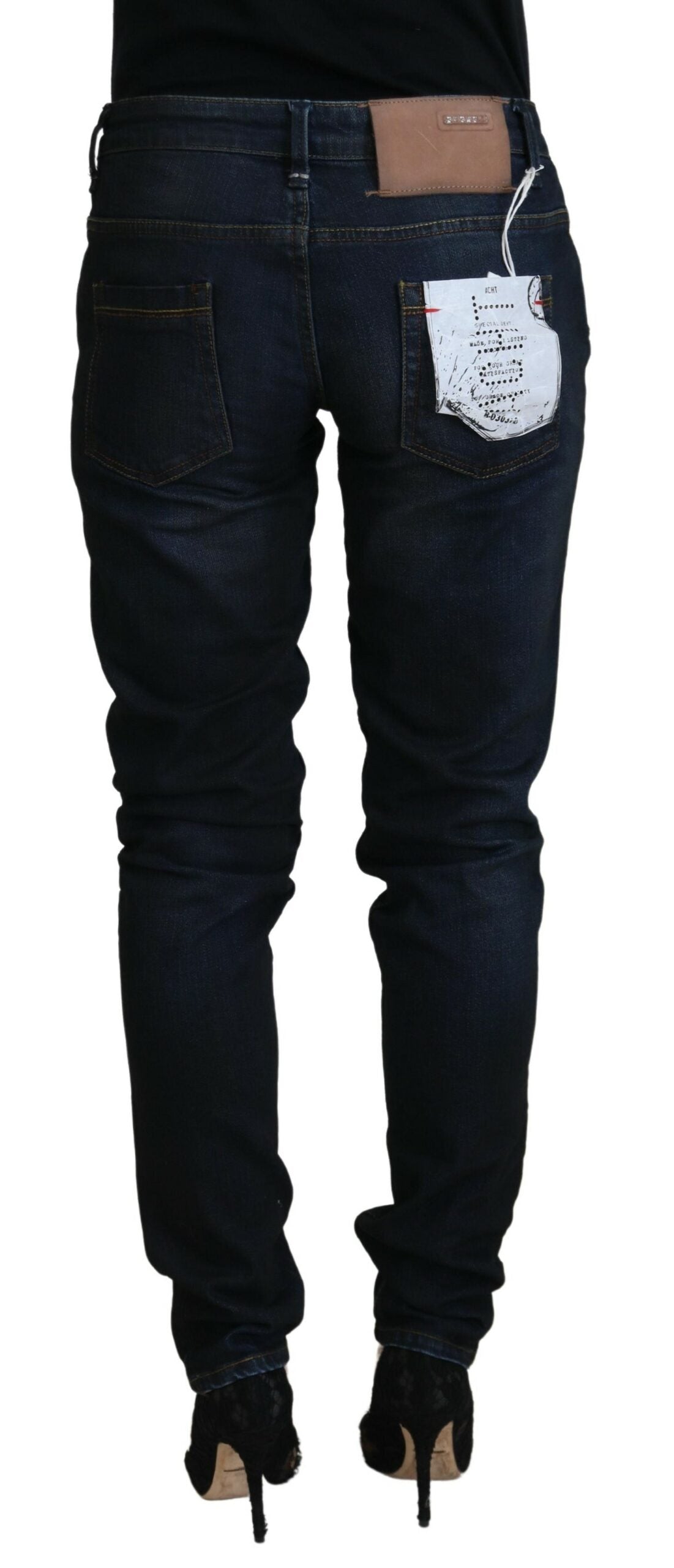 Acht Blue Cotton Skinny Low Waist Women Casual Denim Jeans Acht