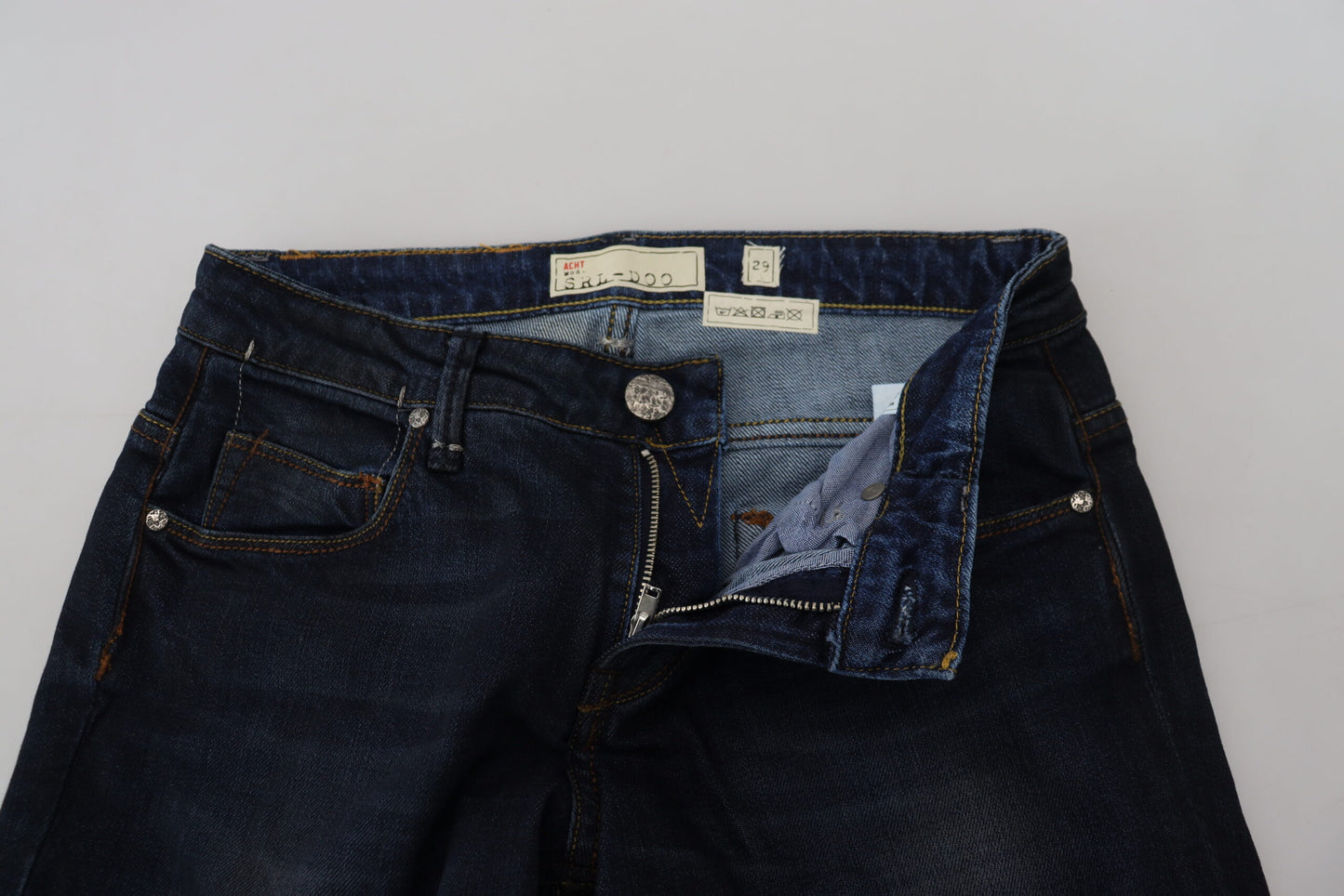 Acht Blue Cotton Skinny Low Waist Women Casual Denim Jeans Acht