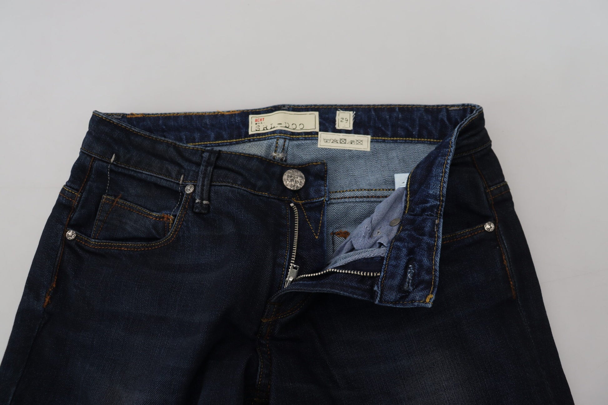 Acht Blue Cotton Skinny Low Waist Women Casual Denim Jeans Acht