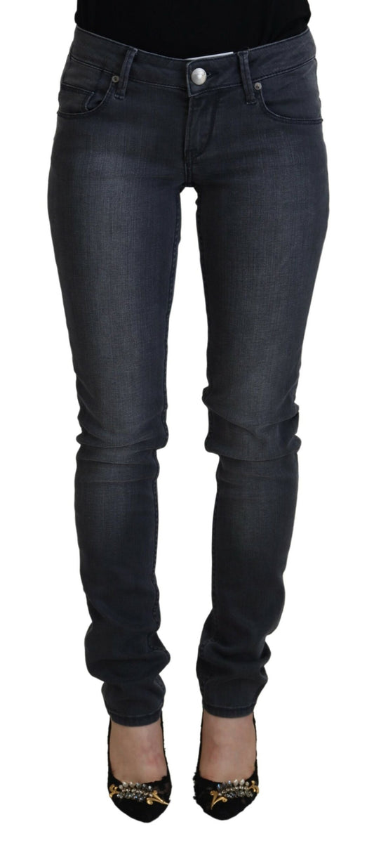 Acht Gray Cotton Skinny Low Waist Women Casual Denim Jeans Acht