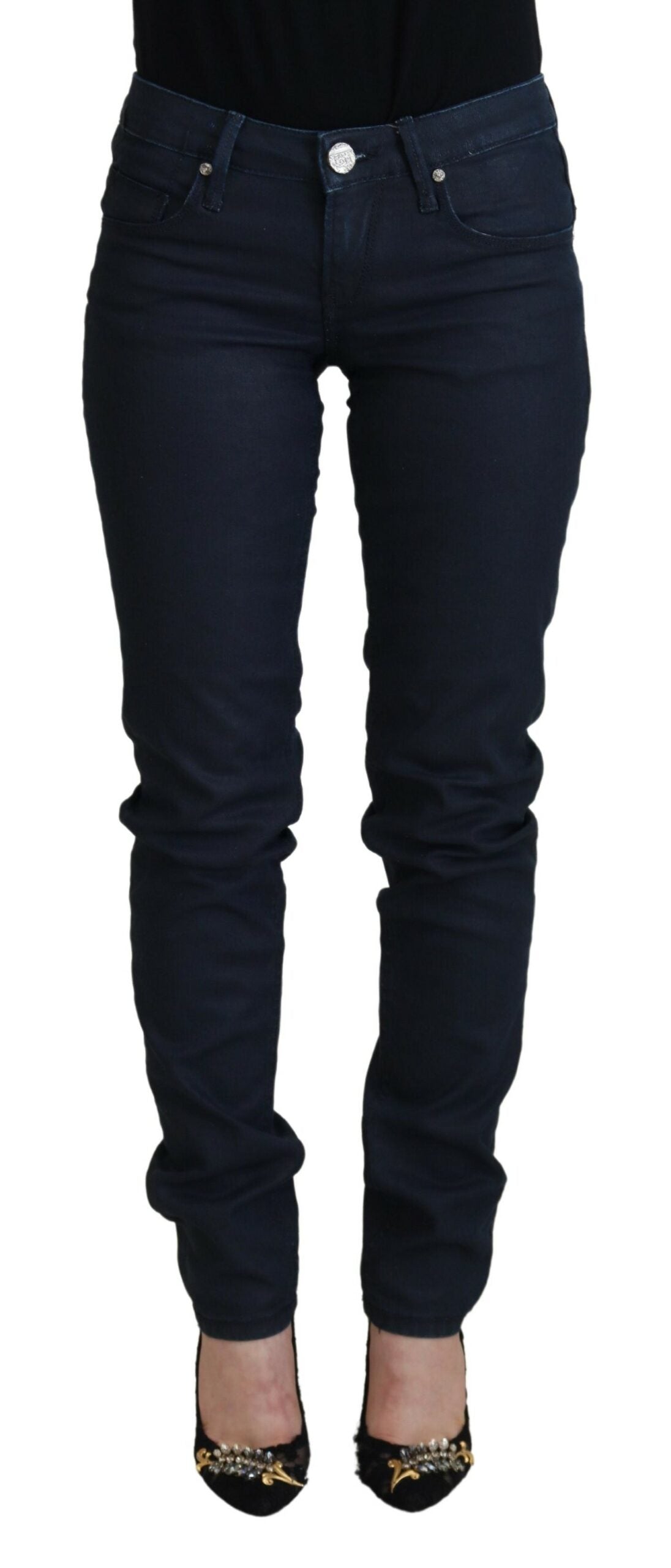 Acht Blue Cotton Skinny Low Waist Women Casual Denim Jeans Acht