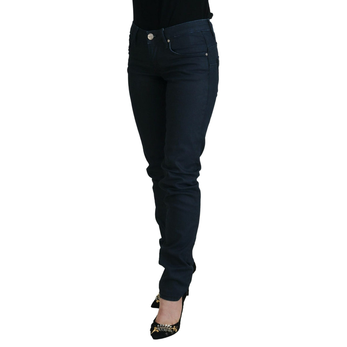 Acht Blue Cotton Skinny Low Waist Women Casual Denim Jeans