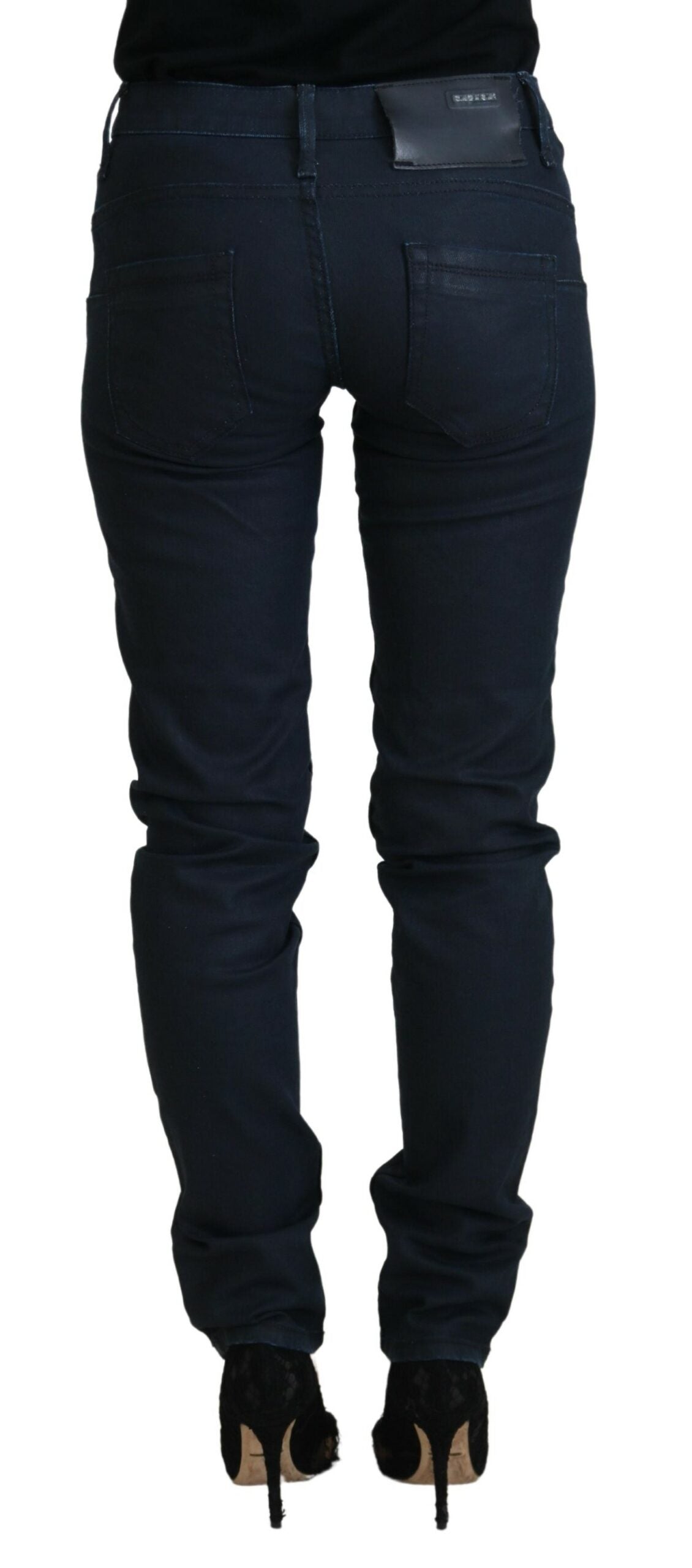 Acht Blue Cotton Skinny Low Waist Women Casual Denim Jeans Acht