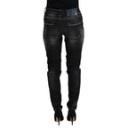 Acht Black Washed Mid Waist Tapered Women Casual Denim Jeans