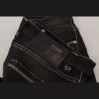 Acht Black Washed Mid Waist Tapered Women Casual Denim Jeans